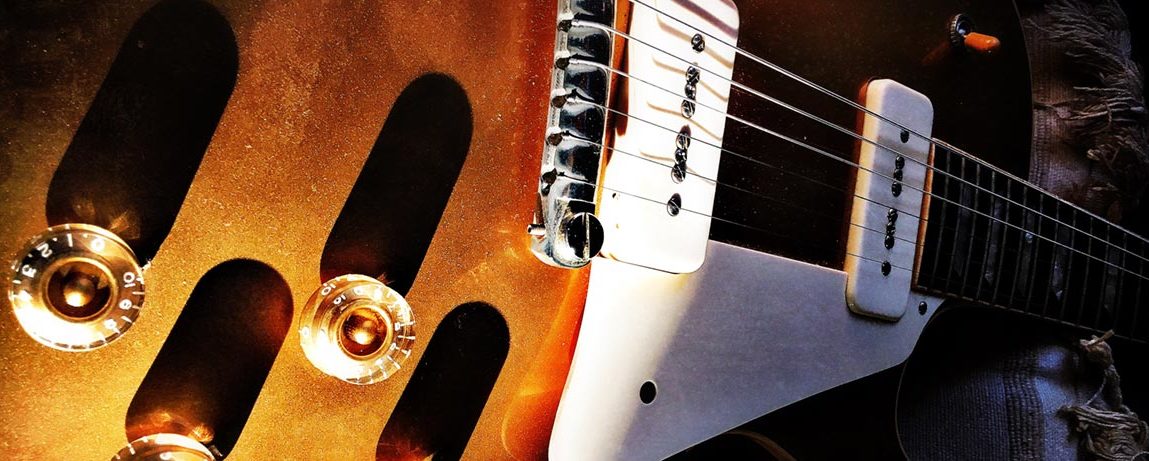 Close up of Les Paul guitar